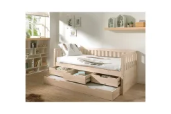 Säng Fritz med 3 Lådor och Undersäng Naturlig