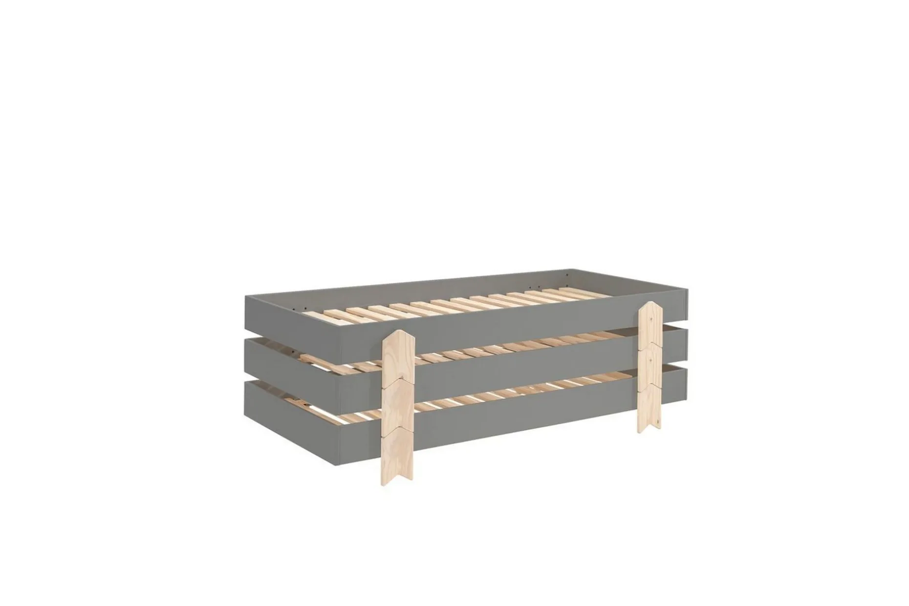 Säng Modulo med pilarfötter Grå, 3