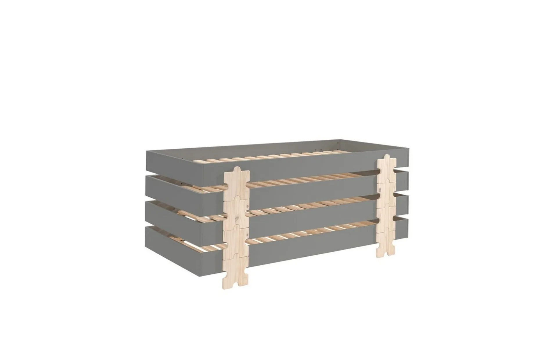 Säng Modulo med pusselbitarfötter Grå, 4