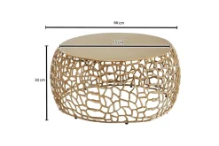 Soffbord Wohnling aluminiumgjutning, rund 60 cm handgjord, modern stil Guld