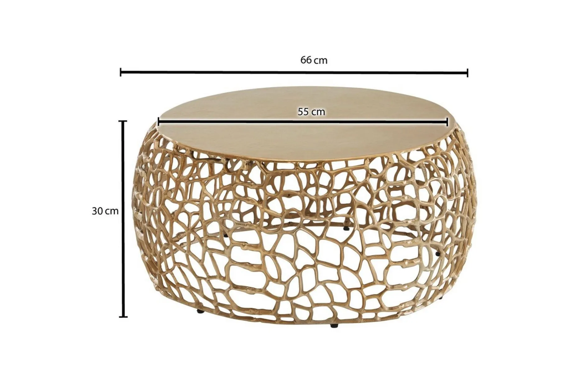 Soffbord Wohnling aluminiumgjutning, rund 60 cm handgjord, modern stil Guld