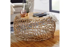 Soffbord Wohnling aluminiumgjutning, rund 60 cm handgjord, modern stil Guld