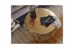 Soffbord Wohnling aluminiumgjutning, rund 60 cm handgjord, modern stil Guld