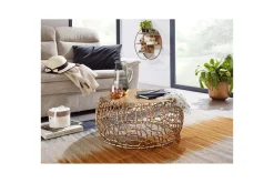 Soffbord Wohnling aluminiumgjutning, rund 60 cm handgjord, modern stil Guld