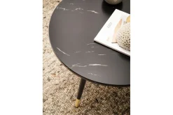 Soffbord Wohnling marmorlook 60 cm rund, modern stil Marmor Svart