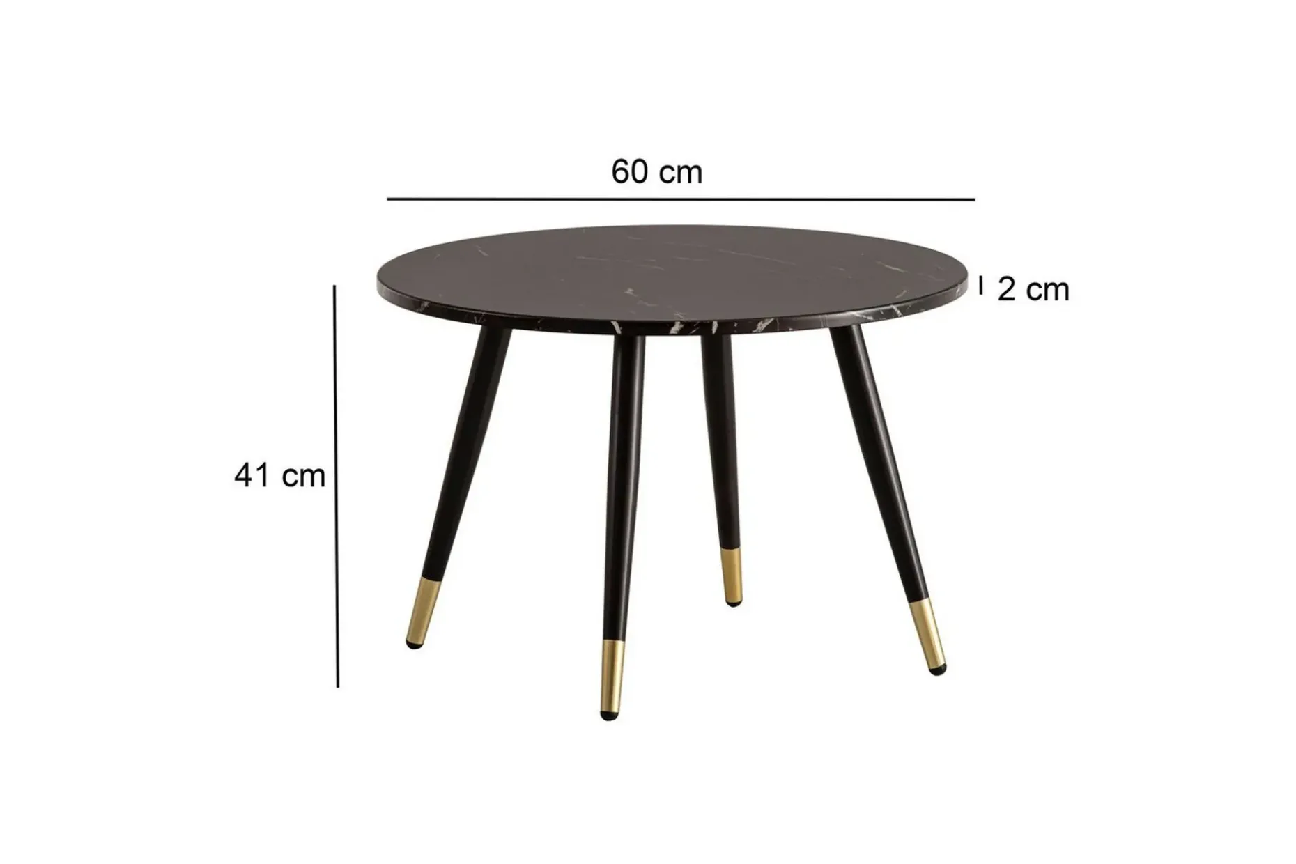 Soffbord Wohnling marmorlook 60 cm rund, modern stil Marmor Svart