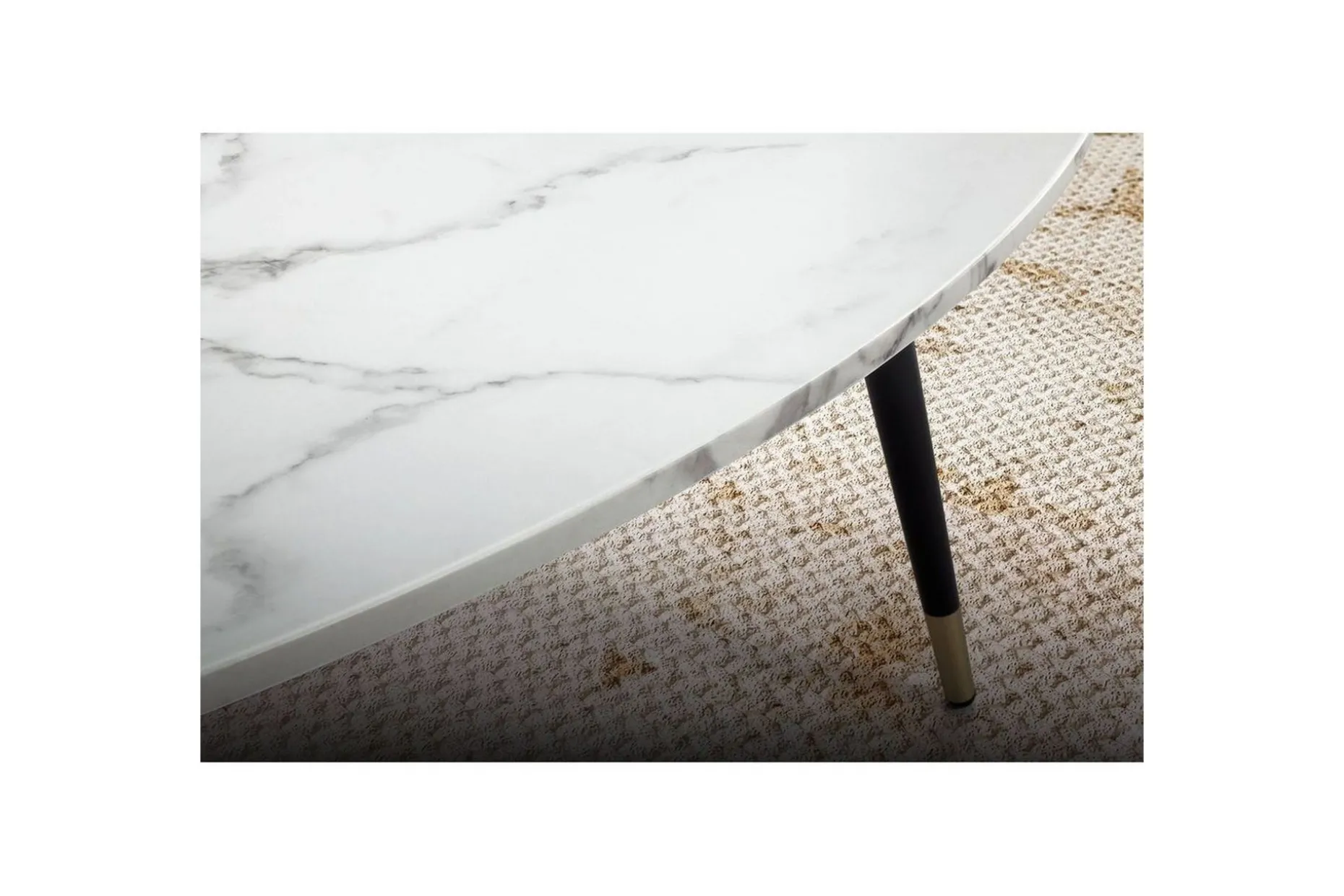 Soffbord Wohnling marmorutseende 90 cm, triangulär modern stil Marmor Vit