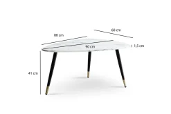Soffbord Wohnling marmorutseende 90 cm, triangulär modern stil Marmor Vit