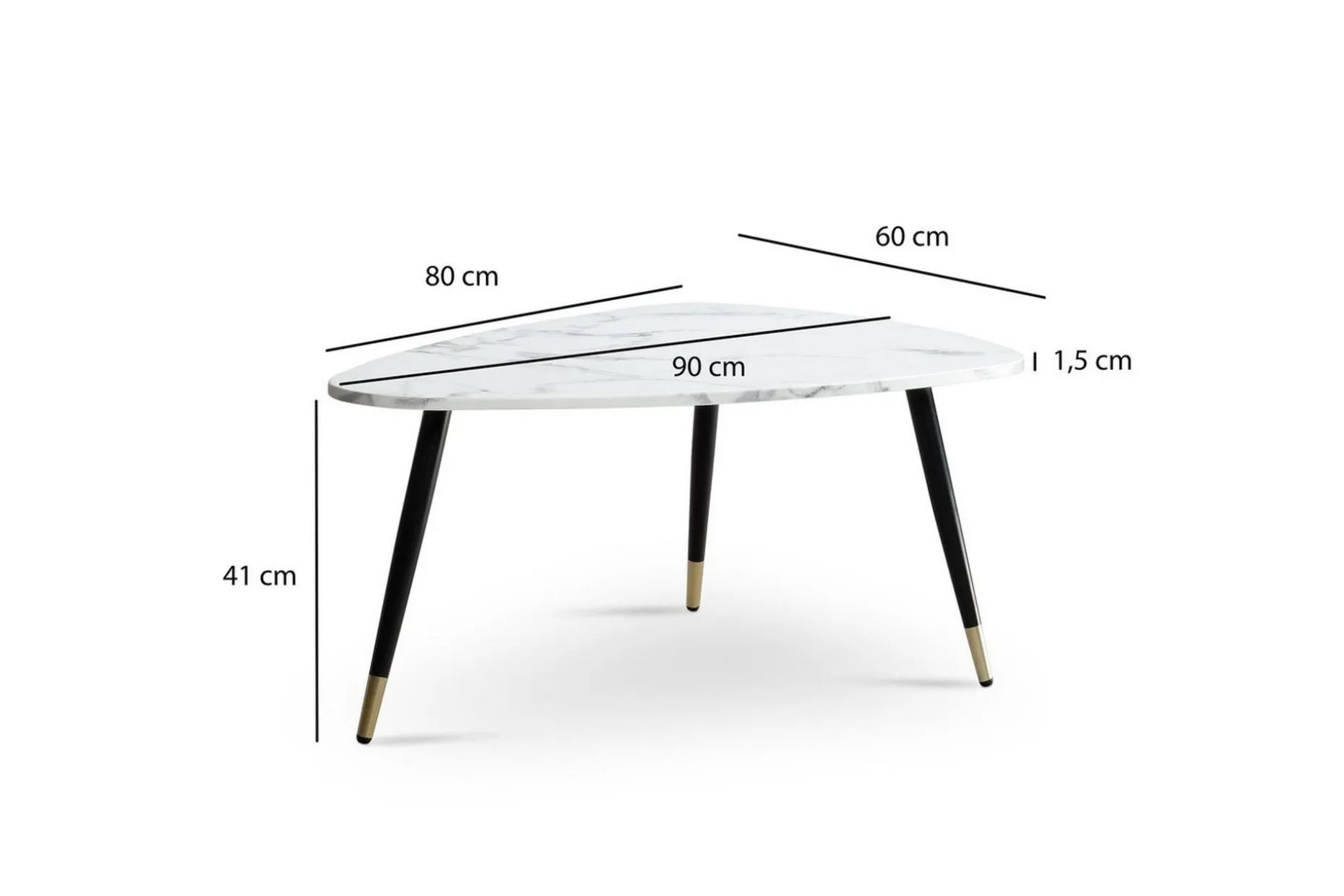Soffbord Wohnling marmorutseende 90 cm, triangulär modern stil Marmor Vit