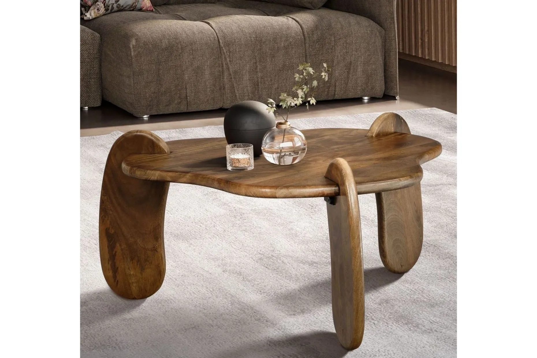 Soffbord Wohnling Massivt trä mango 78 cm organisk optik modern