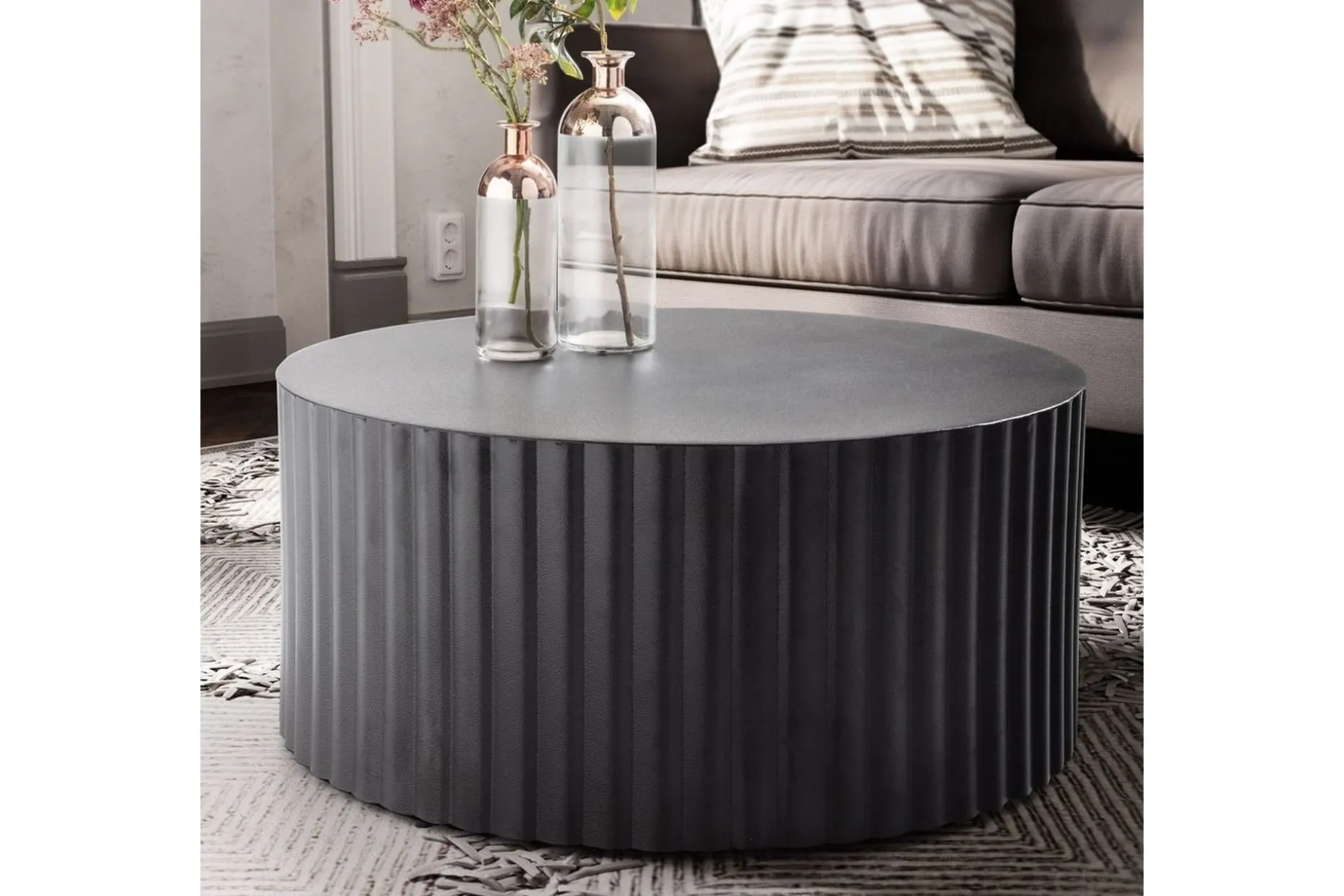 Soffbord Wohnling Rund 67 cm Metallremsor Optik Modern Look