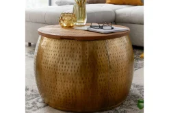Soffbord Wohnling Rund diameter 60 cm förvaringsutrymme massivt bordsytor lantlig stil