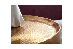 Soffbord Wohnling rund metall 60 cm hamrat utseende, orientalisk stil Guld