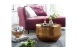 Soffbord Wohnling rund metall 60 cm hamrat utseende, orientalisk stil Guld