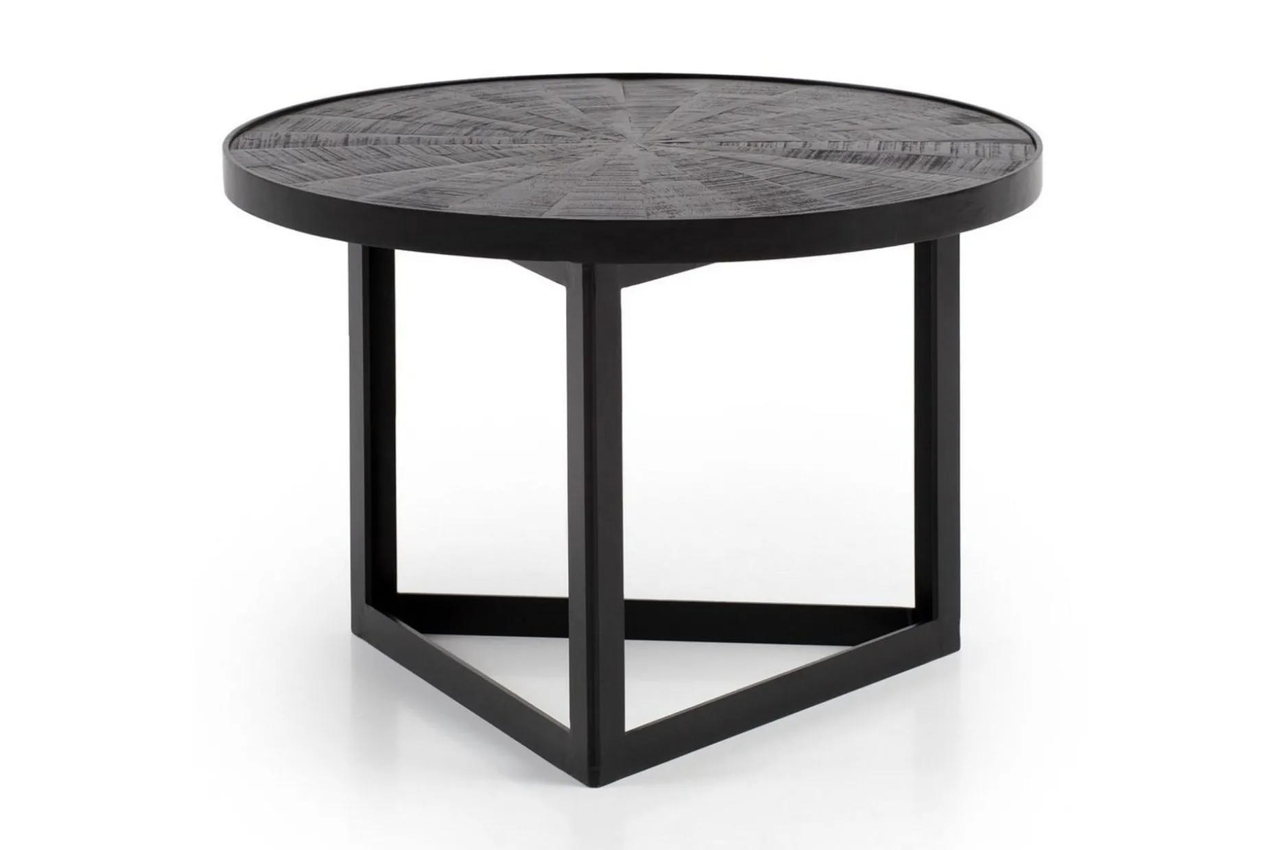 Soffbord Wohnling Runt massivt trä med stenfinish modern metallram