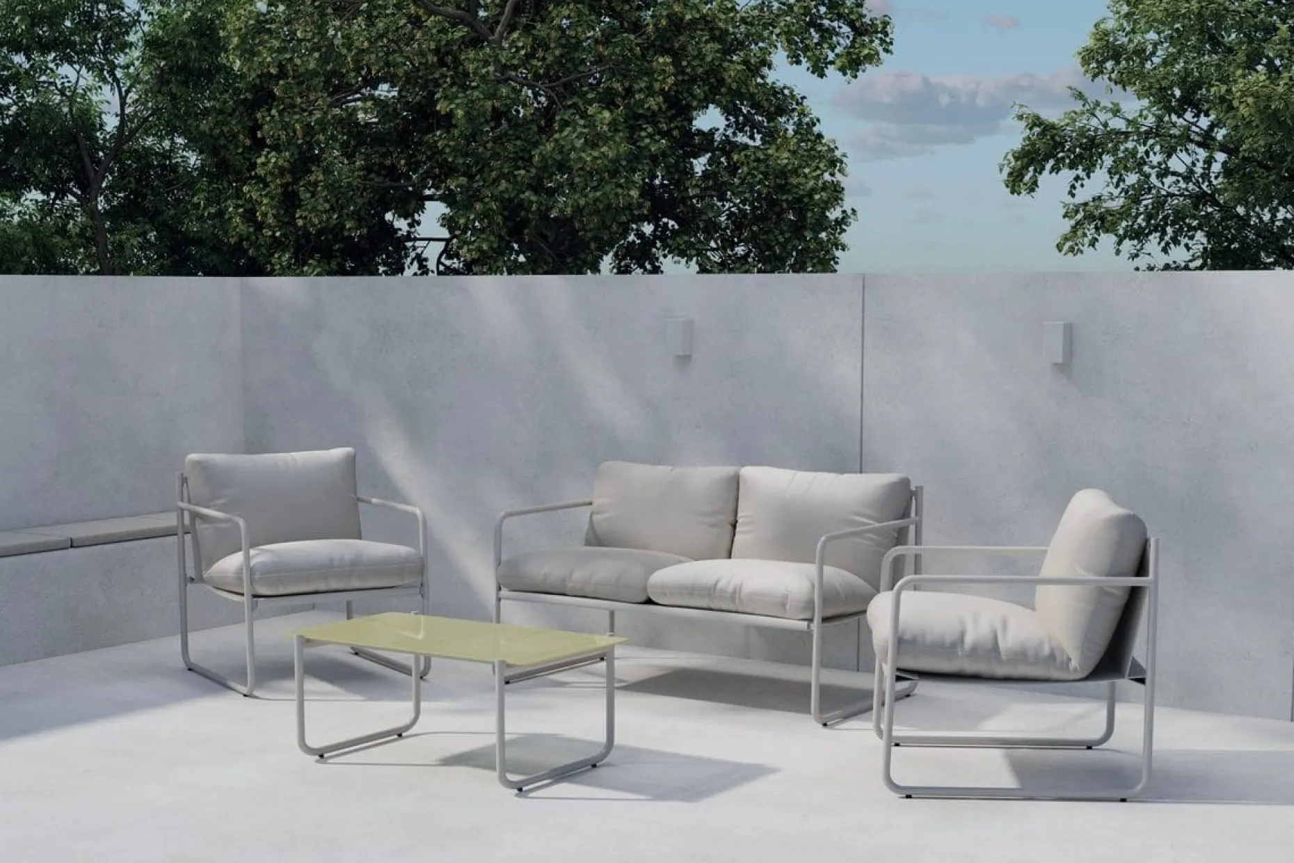 Soffgrupp Thassos 2-sits Soffa + 2 Fåtöljer med bord Utomhus