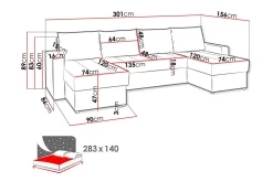 Staffin 4-sits Hörnbäddsoffa Dark grey