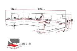 Taberk Soffa med Divan och Schäslong 5-sits