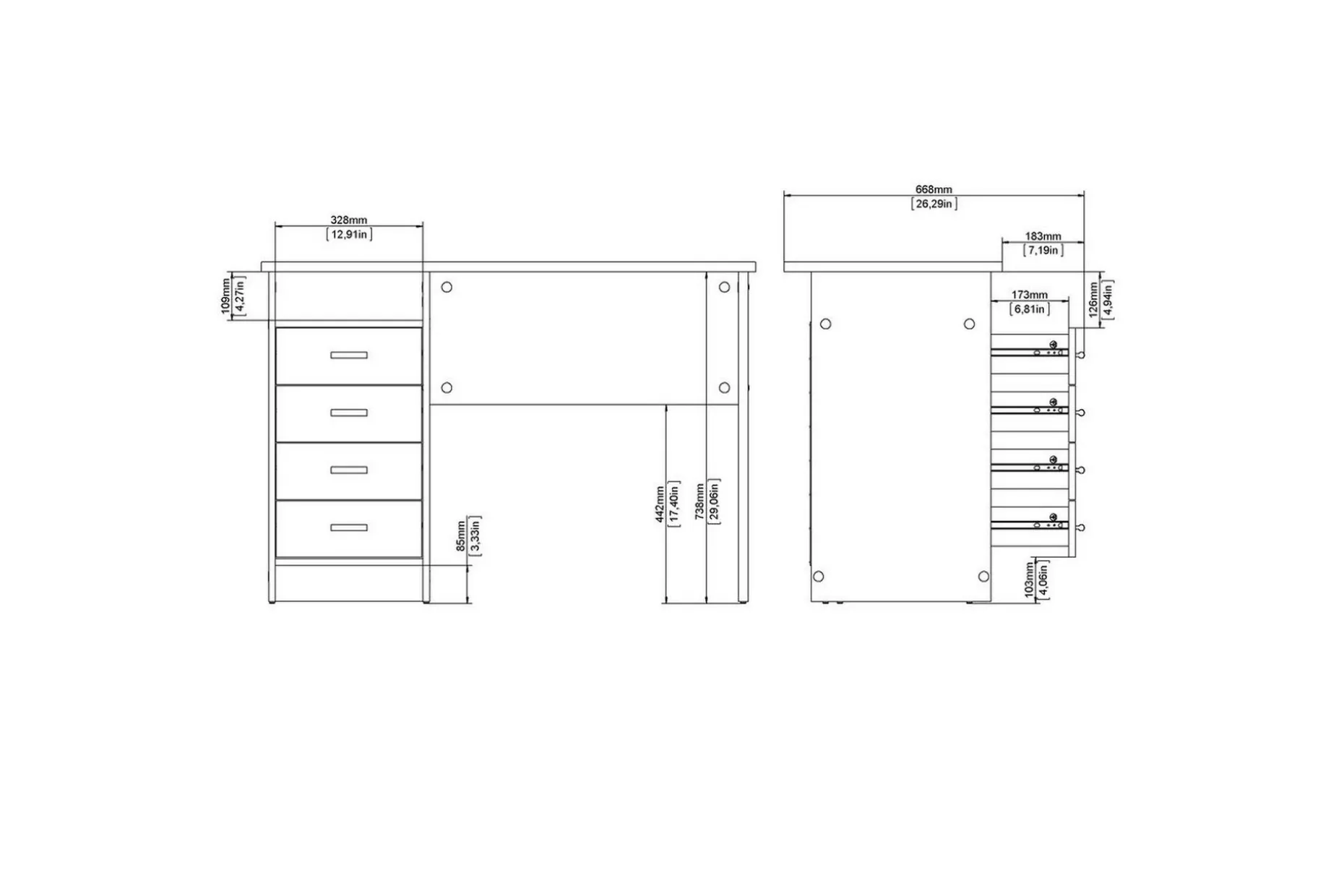 Taketo Skrivbord 48,5x110 cm