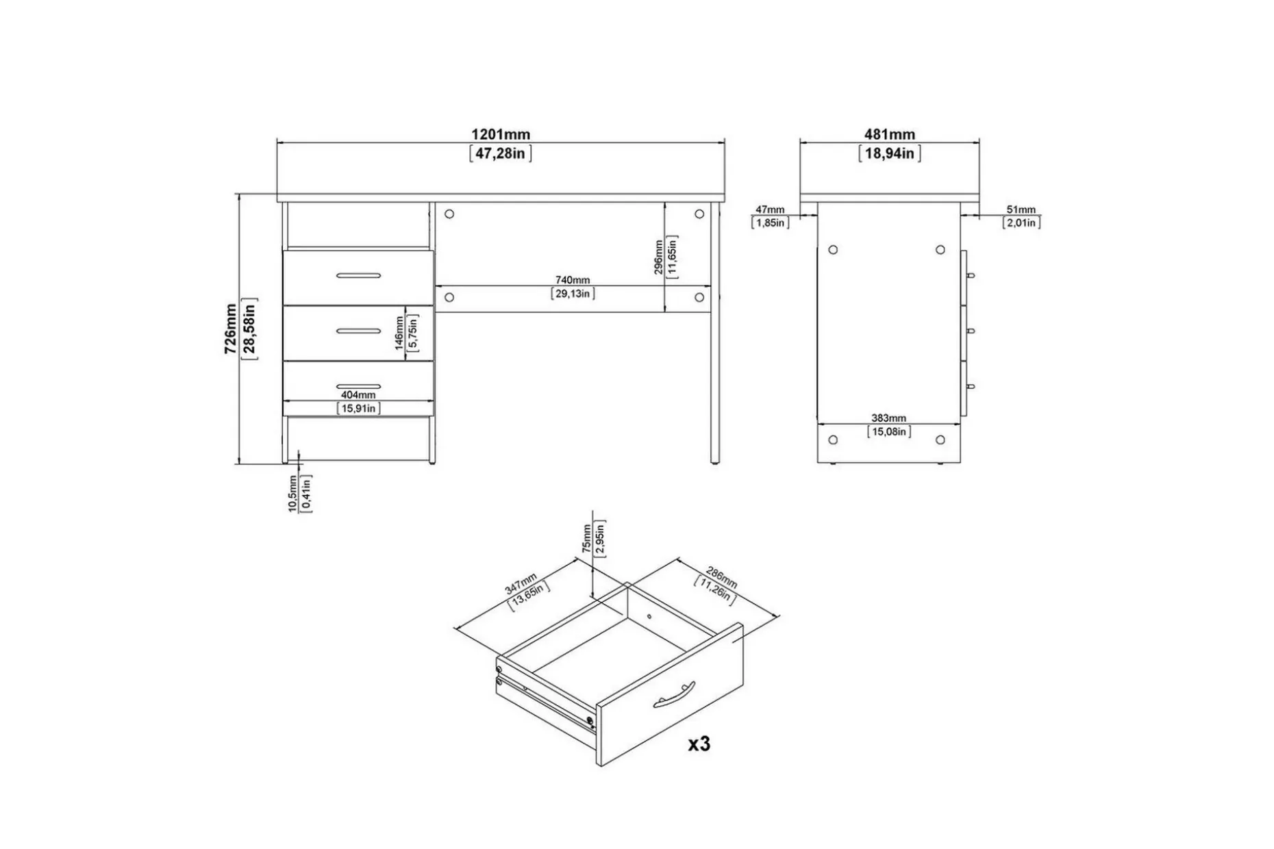 Taketo Skrivbord 48,1x120,1 cm
