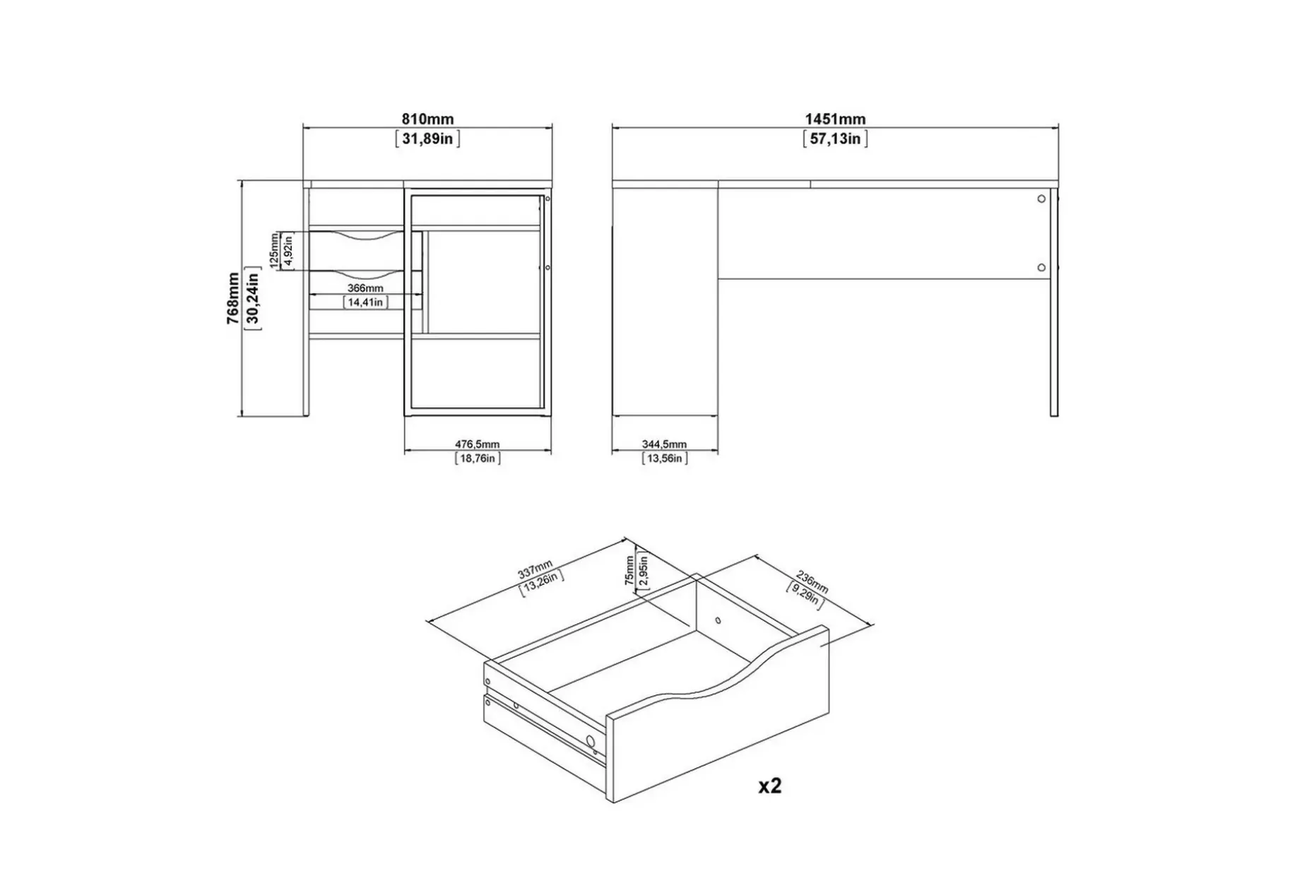 Taketo Skrivbord 81x145,1 cm