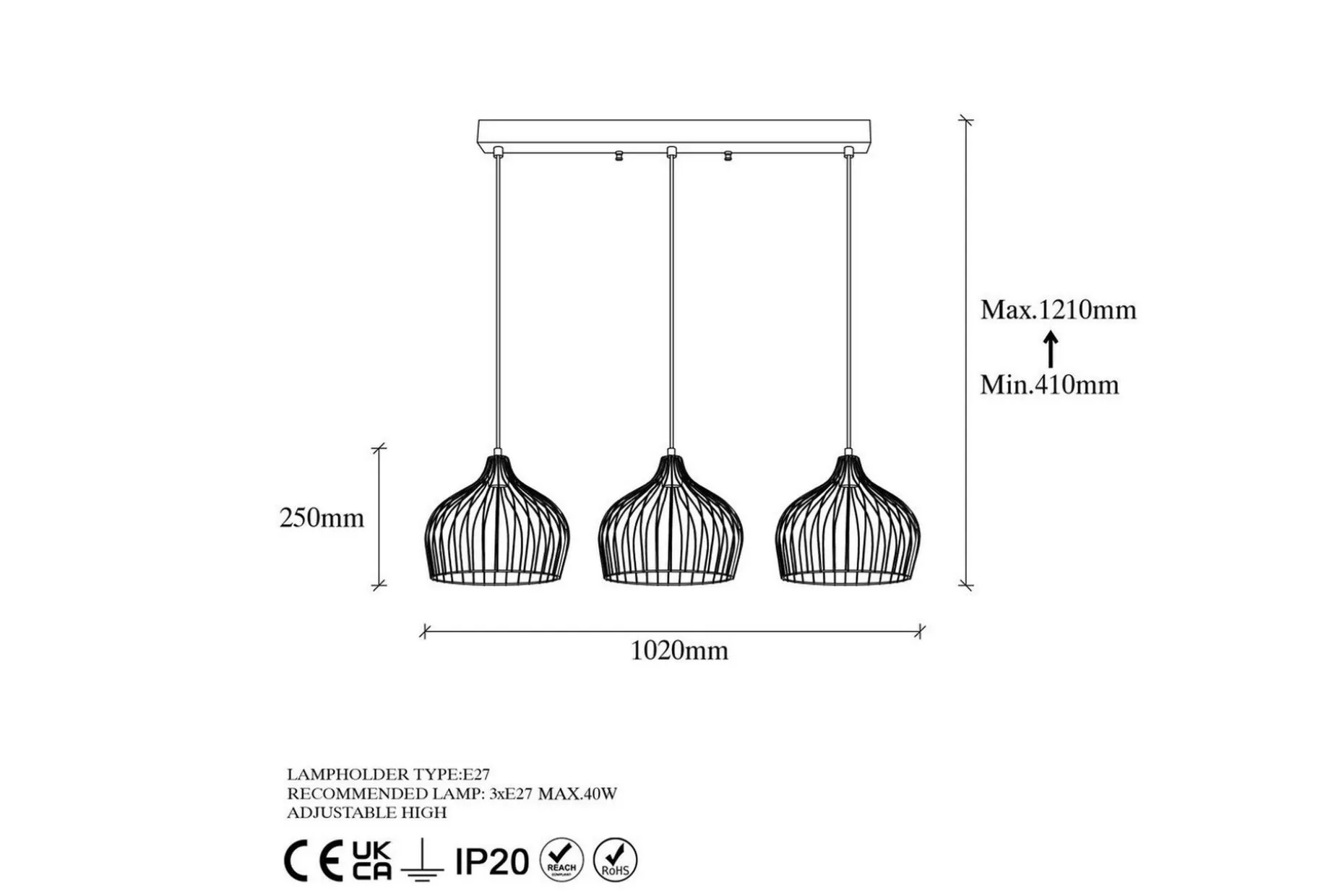Taklampa Meron Shiny Gold Horizontal