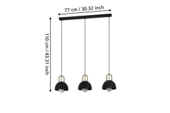 Takpendel Eglo Calmanera med 3 Lampor Svart, Mässing