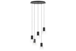 Takpendel Eglo Molineros Svart/Transparent Rondell med 5 Lampor