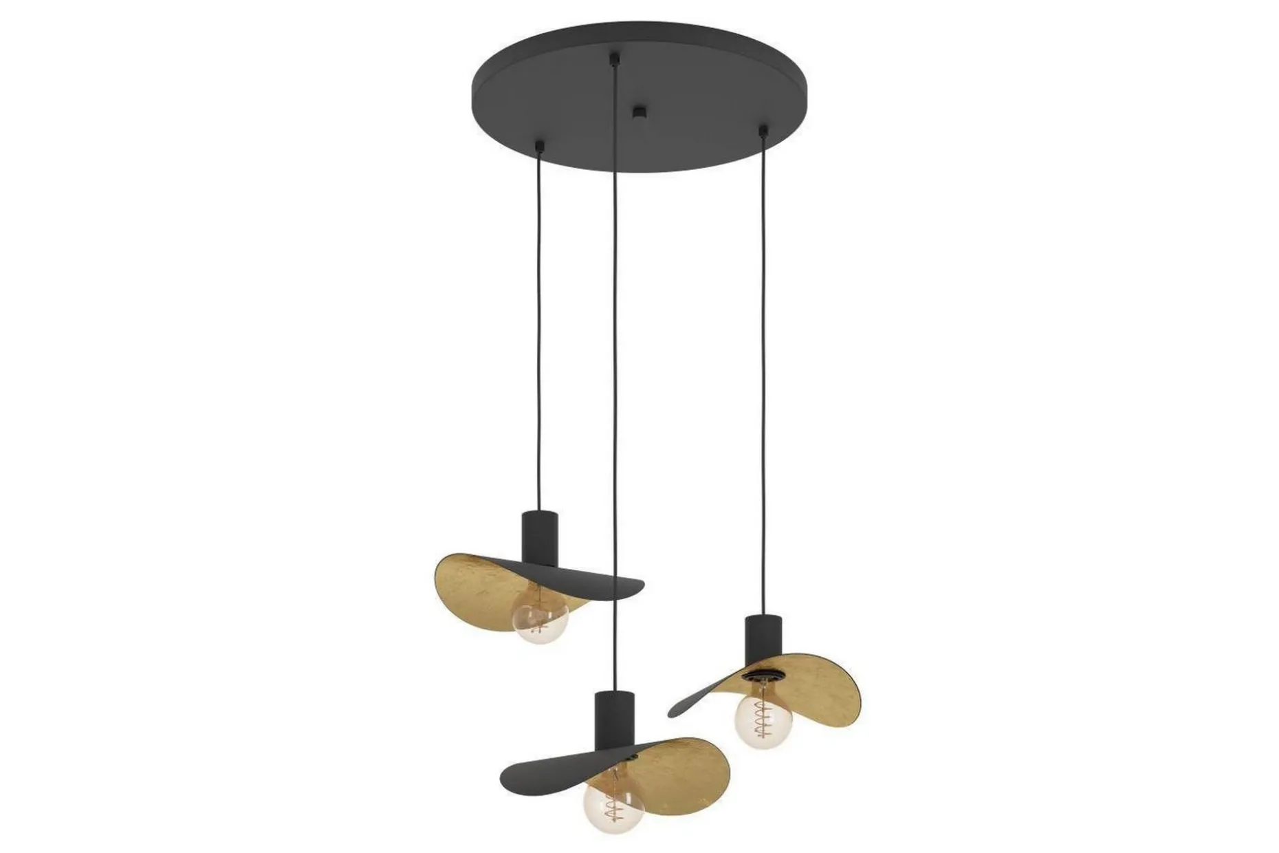 Takpendel Eglo Saceda Svart/Guld Rondell med 3 Lampor