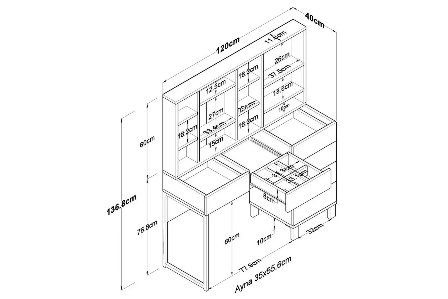 Talros Sminkbord 120 cm