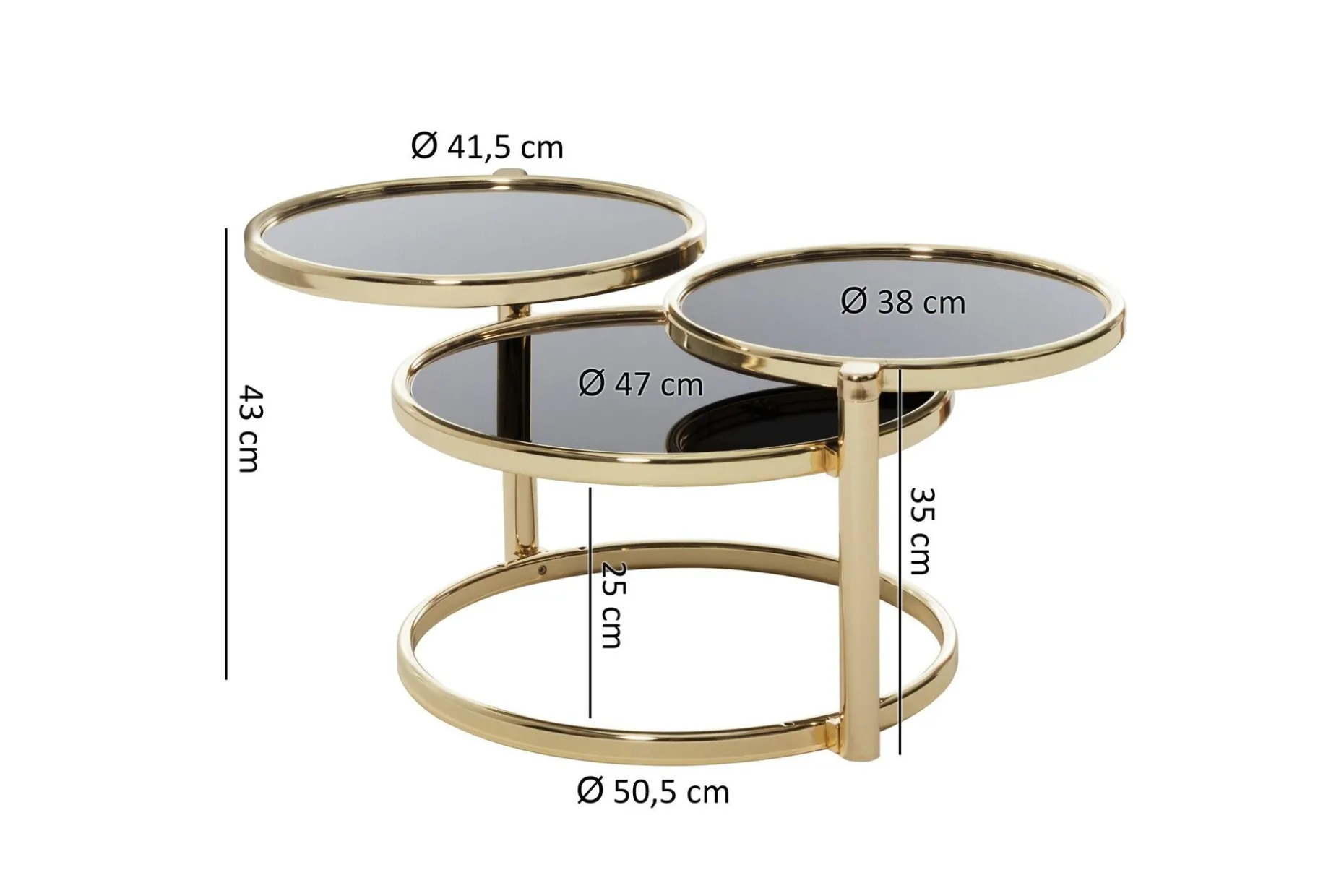 Tarwater Soffbord 58 cm med Förvaring Hyllor Runt