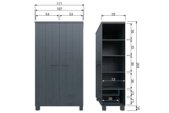 Tenney Garderob med 2 Lådor 111 cm