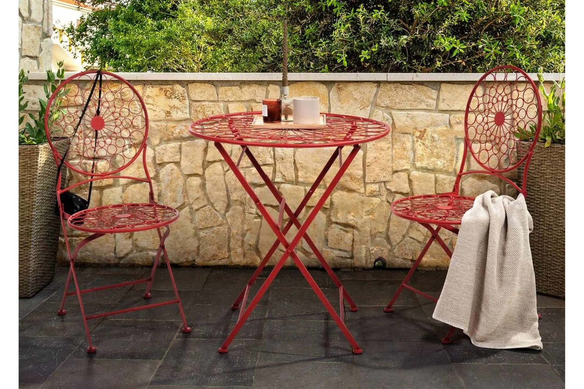 Terrace Runt Hopfällbart Cafébord och Bistrobord Utomhus 70 cm Metall