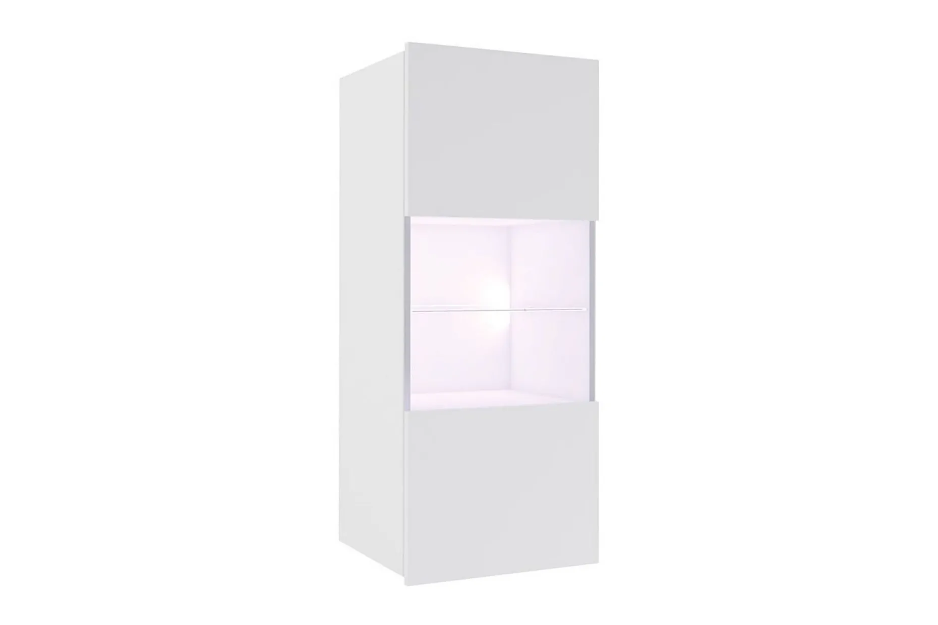 Tessan Smalt Vägghängt Vitrinskåp 32 cm djup 45 cm bred 117 cm hög Ljust Trä Glas