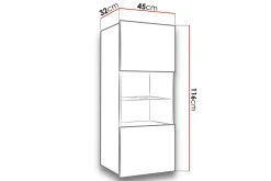Tessan Smalt Vägghängt Vitrinskåp 32 cm djup 45 cm bred 117 cm hög Ljust Trä Glas