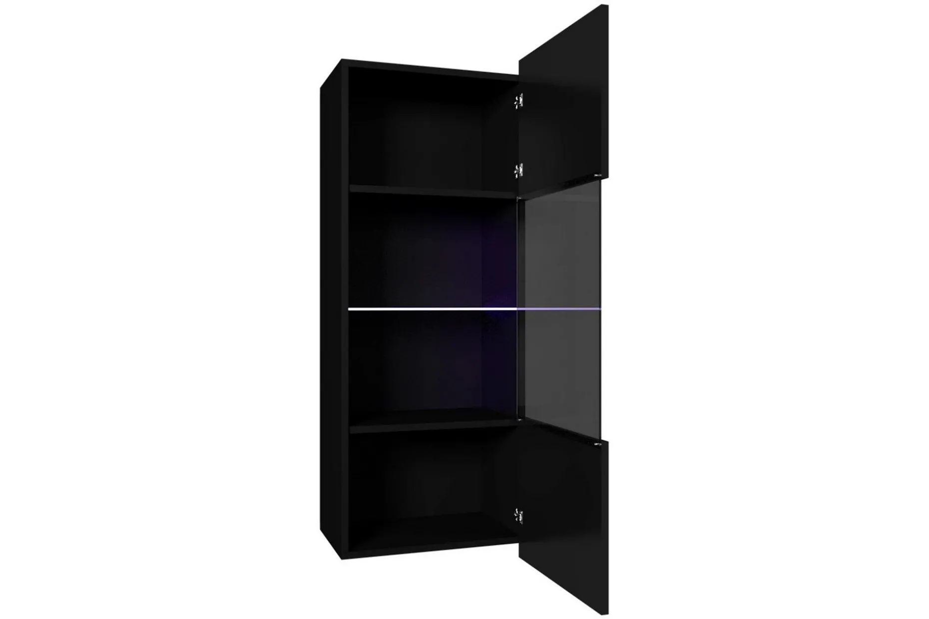 Tessan Smalt Vägghängt Vitrinskåp 32 cm djup 45 cm bred 117 cm hög Ljust Trä Glas