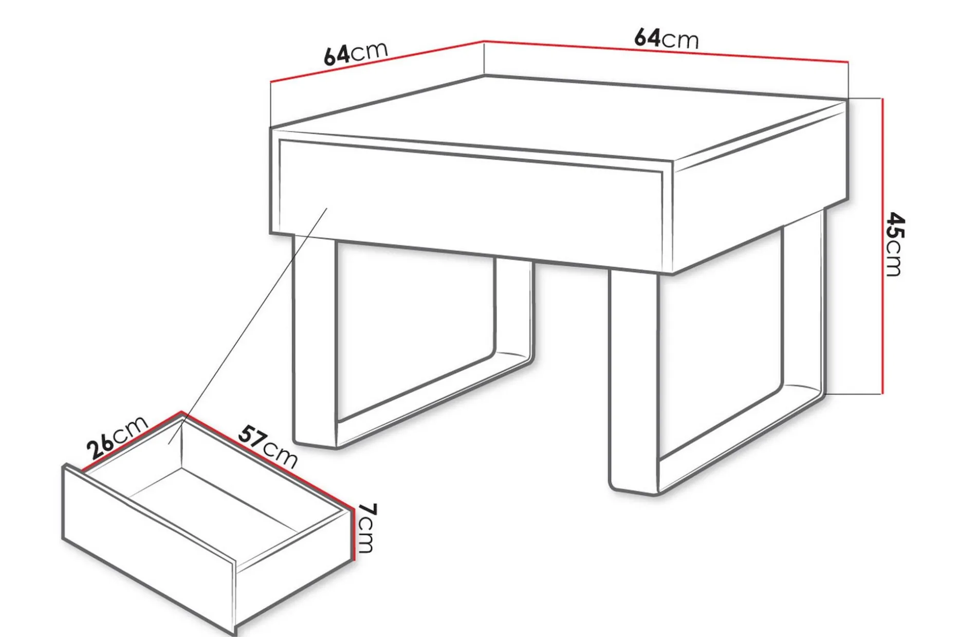 Tessan Soffbord Litet 64 cm med Förvaring Låda