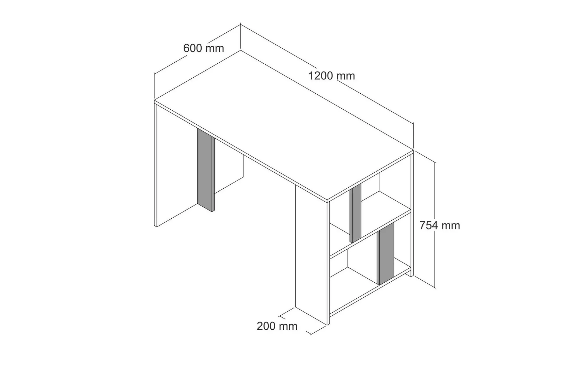 Timiza Skrivbord 120 cm med Förvaring Hylla