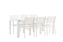 Togo Matgrupp Utomhus 200 cm Rektangulär med 6 Santorini Utestolar