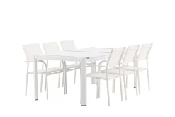 Togo Matgrupp Utomhus 200 cm Rektangulär med 6 Santorini Utestolar