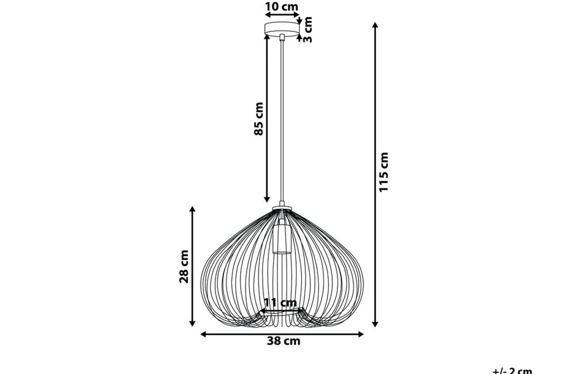 Tordino Taklampa 38 cm