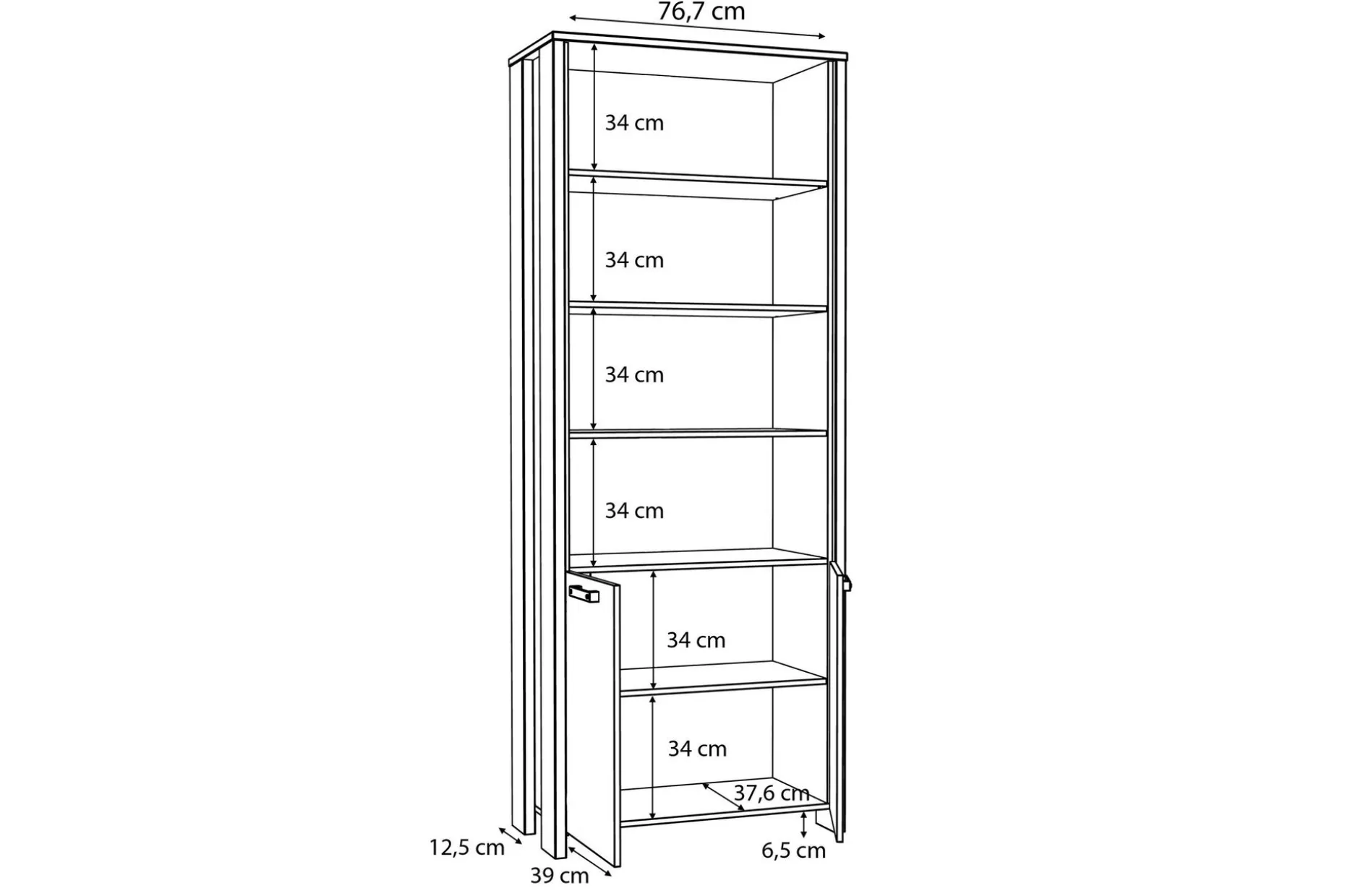 Torelles Bokhylla 87x220 cm