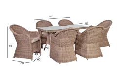 Toscana Matgrupp Utomhus 140 cm inkl 6 Utestolar