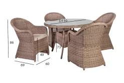 Toscana Matgrupp Utomhus 110 cm inkl 4 Utefåtöljer