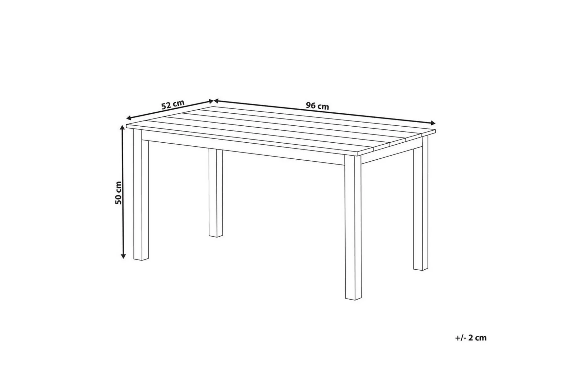Trädgårdsbord Messina Ljus trä/vit, 52x96x50 cm