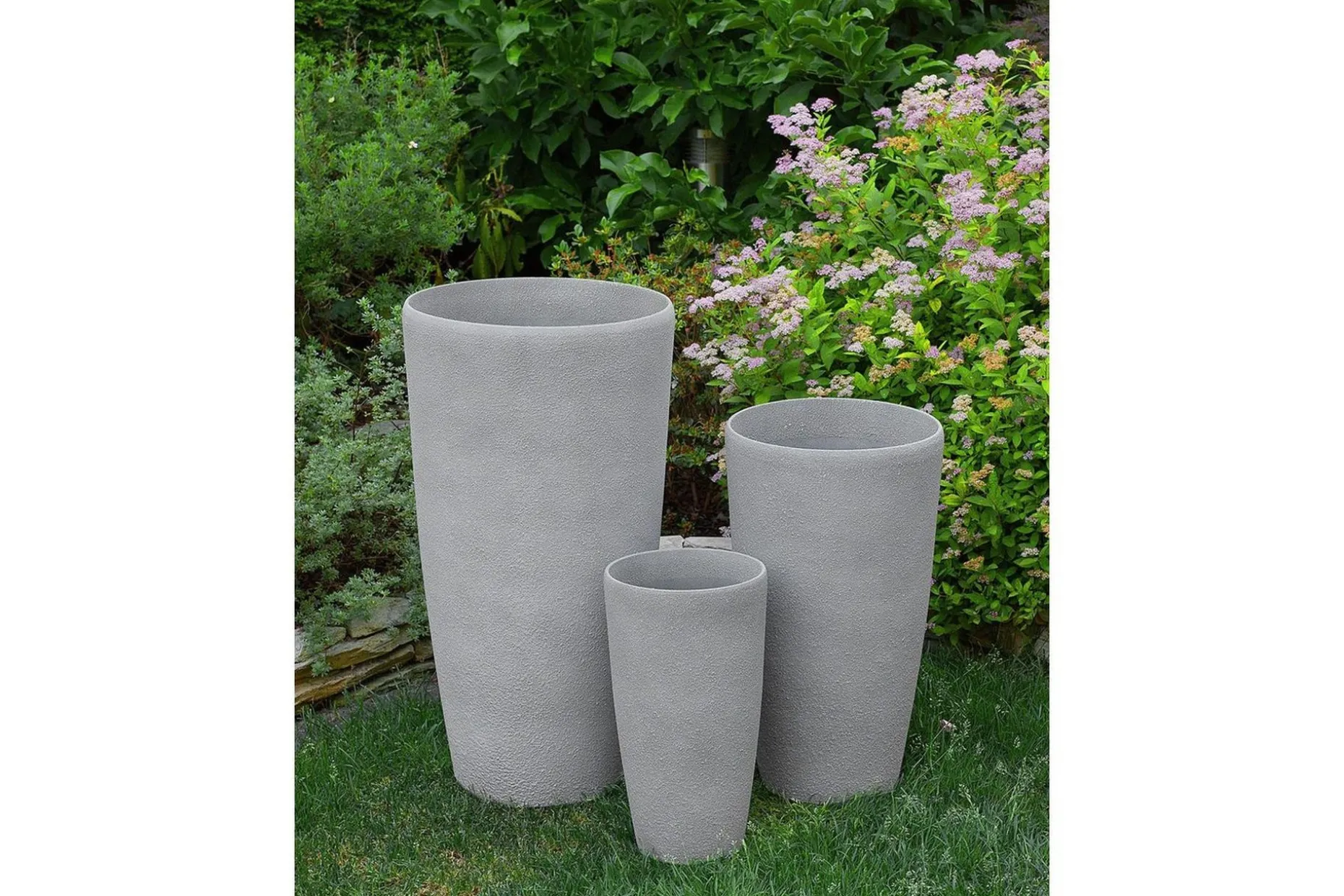Trädgårdskruka Abdera set om 2 Grå, 31x31x58 cm