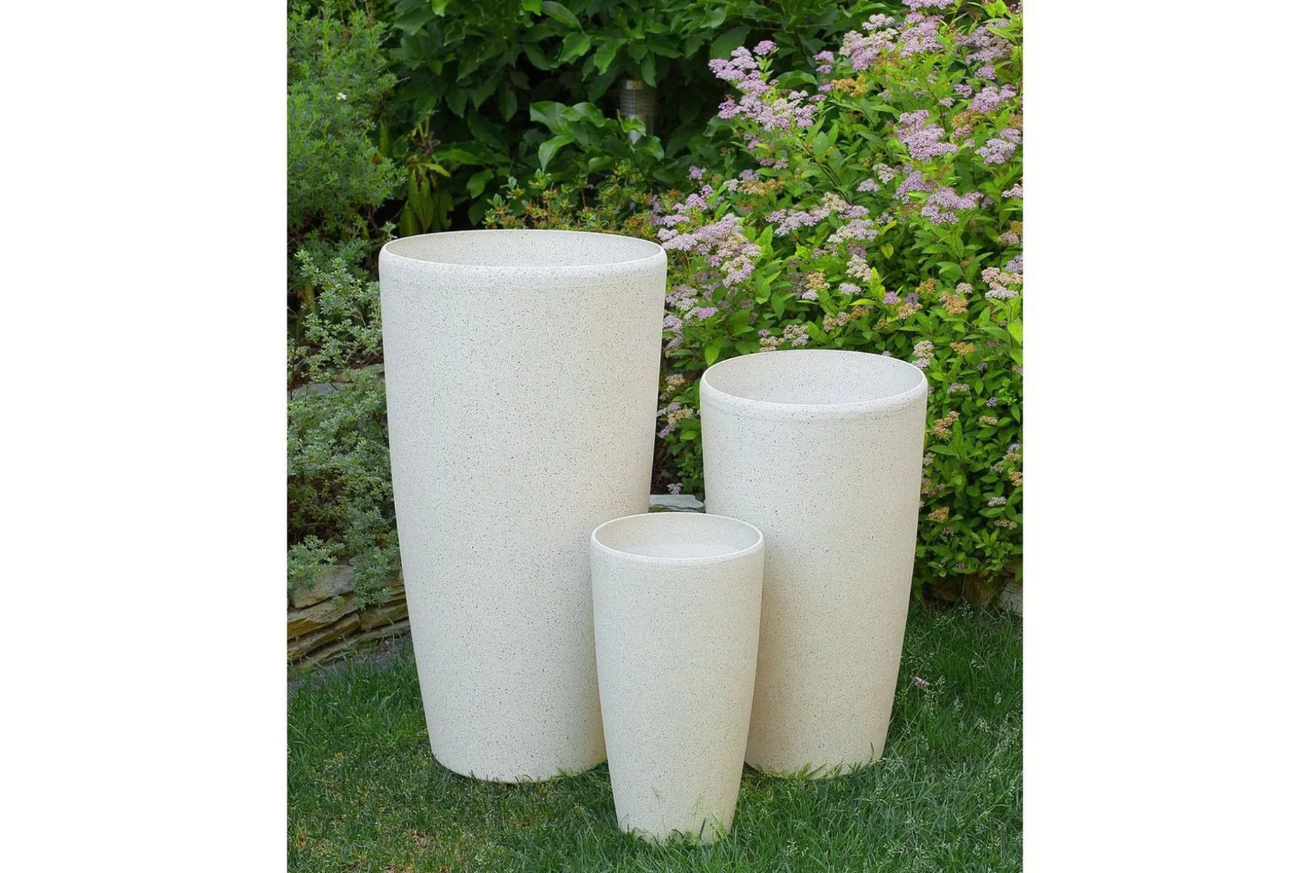 Trädgårdskruka Abdera set om 2 Beige, 23x23x42 cm