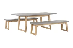 Trädgårdsmöbelset av Utebord och 2 Bänkar Utomhus grå ORIA