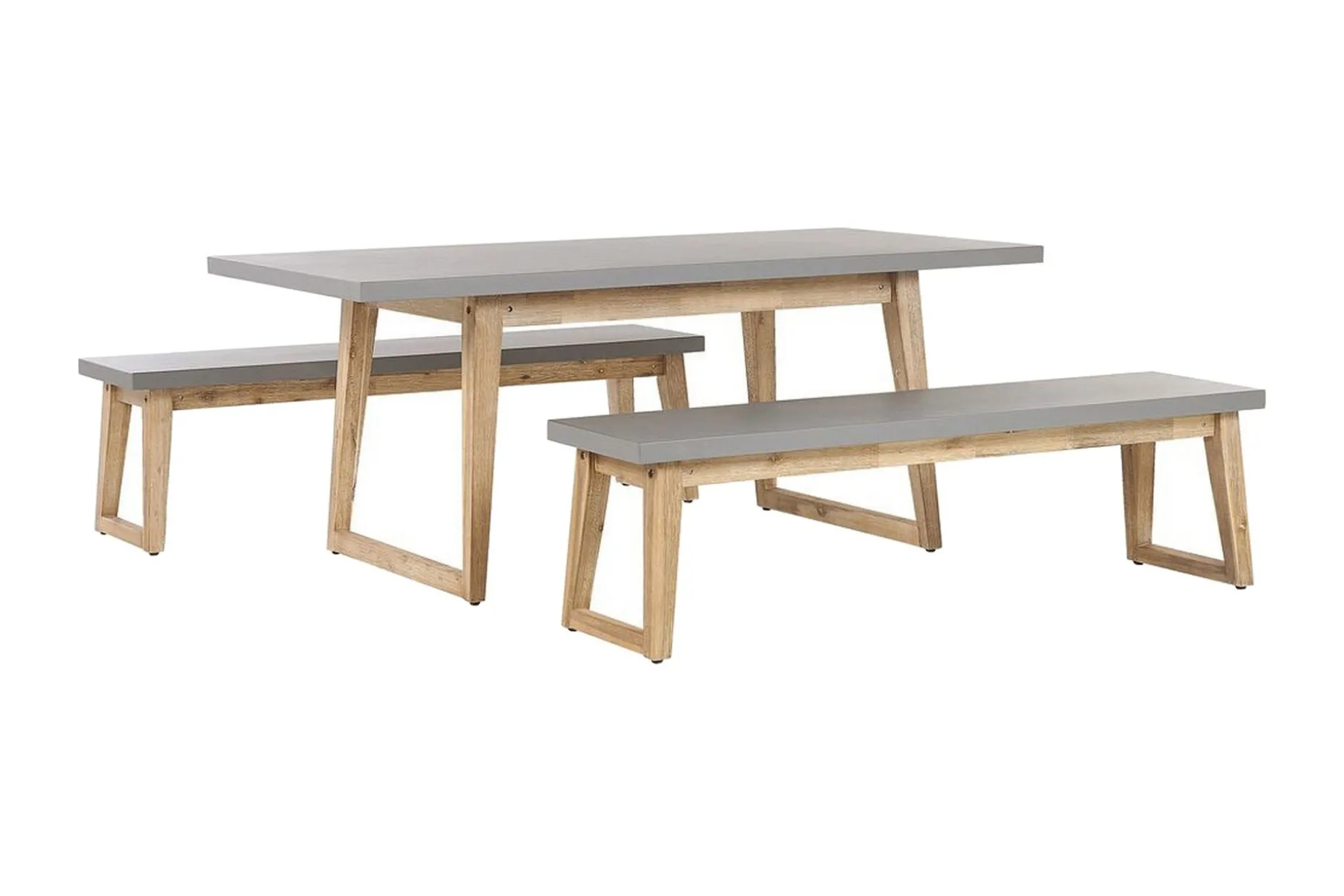 Trädgårdsmöbelset av Utebord och 2 Bänkar Utomhus grå ORIA