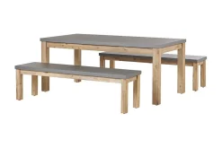 Trädgårdsmöbelset av Utebord och 2 Bänkar Utomhus grå OSTUNI
